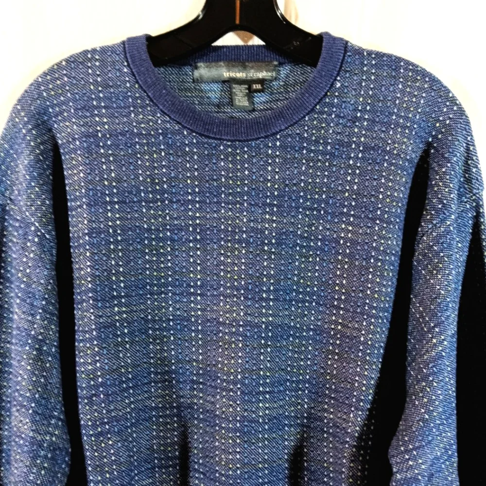 Tricots St Raphael Mens XXL Sweater Blue Pima Cotton Classic